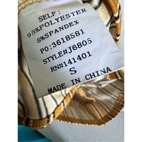 Lemite Korean Fashion Boho Mustard Yellow Striped Crop Tank Top S - Picture 4 of 5